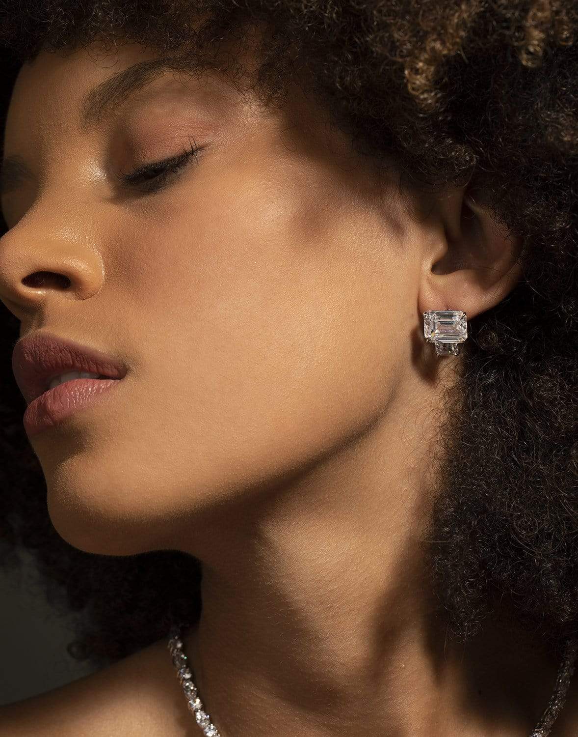 FANTASIA by DESERIO-Emerald Cut Stacked Stud Earrings-SILVER