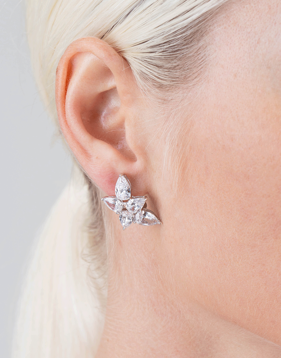 FANTASIA by DESERIO-Pear Shaped Cluster Earrings-SILVER