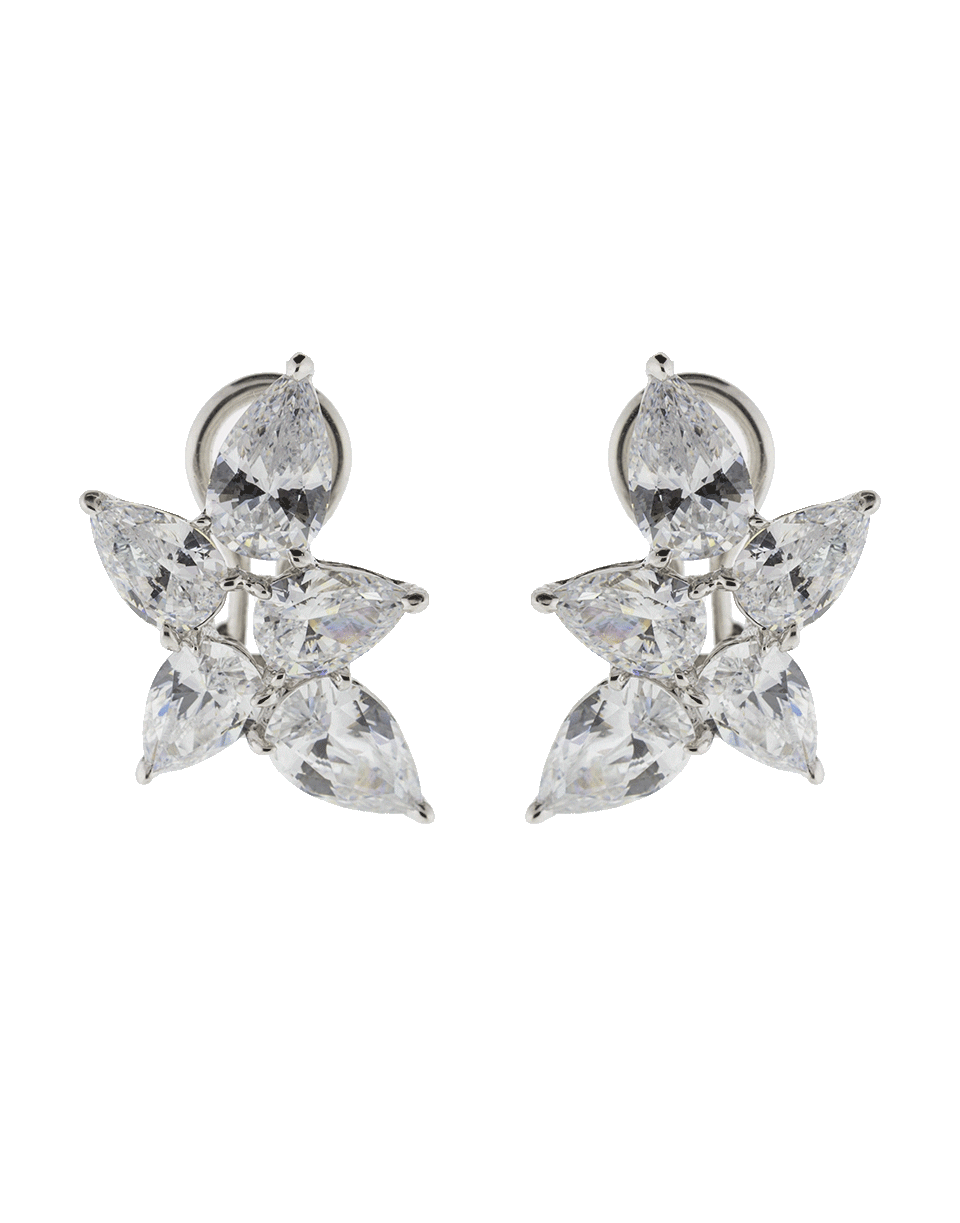 FANTASIA by DESERIO-Pear Shaped Cluster Earrings-SILVER