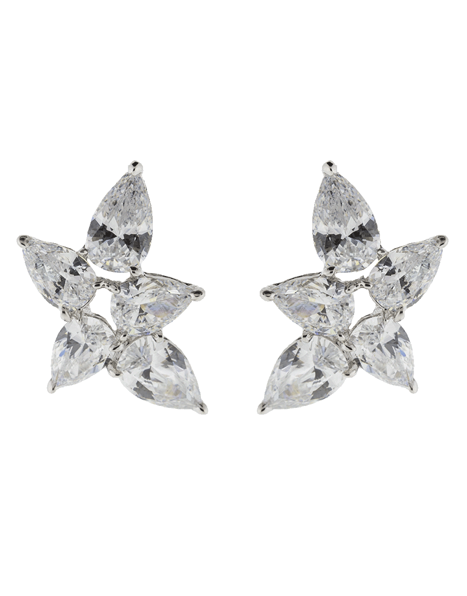 FANTASIA by DESERIO-Pear Shaped Cluster Earrings-SILVER