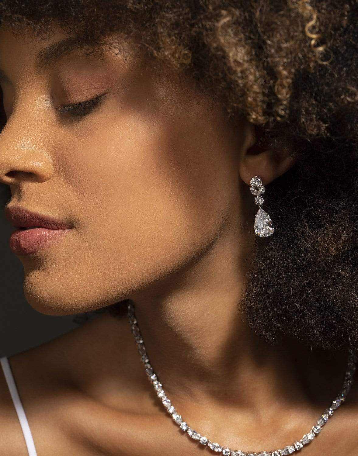 FANTASIA by DESERIO-Teardrop Cluster Earrings-SILVER