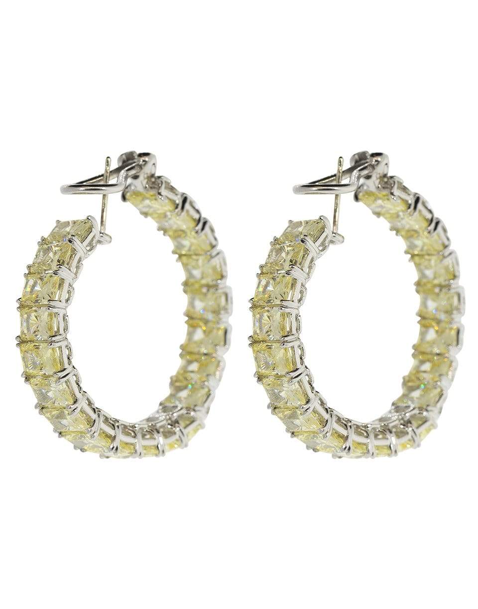 FANTASIA by DESERIO-Medium Assher Cut Hoop Earrings-W V CAN
