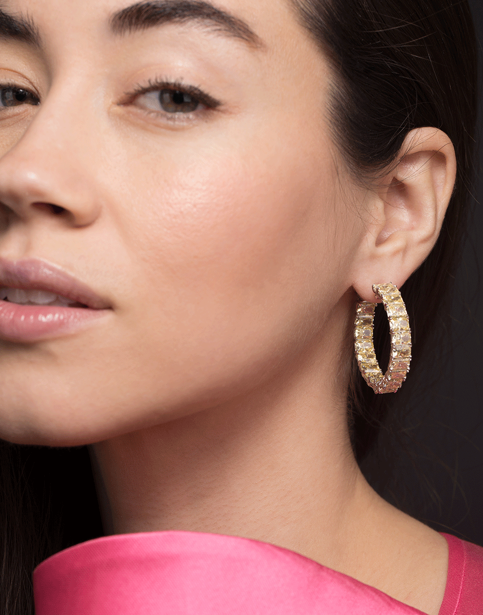 FANTASIA by DESERIO-Medium Assher Cut Hoop Earrings-W V CAN