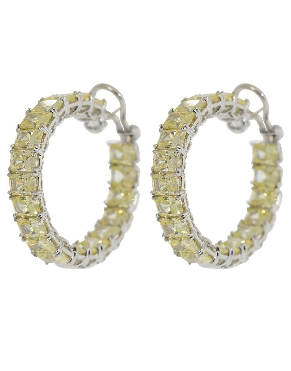FANTASIA by DESERIO-Medium Assher Cut Hoop Earrings-W V CAN