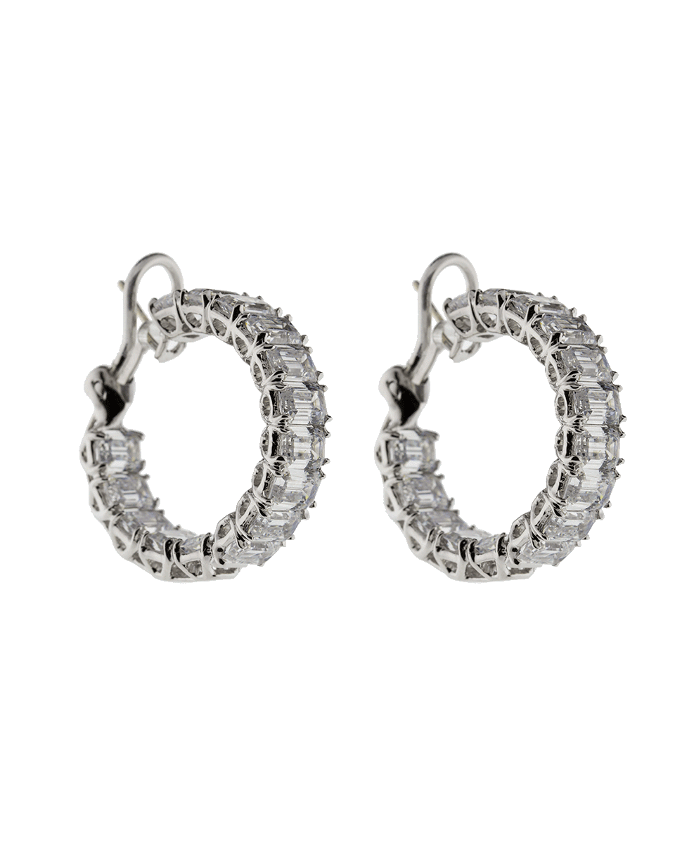 FANTASIA by DESERIO-Asscher Cut Hoop Earrings-WHITE