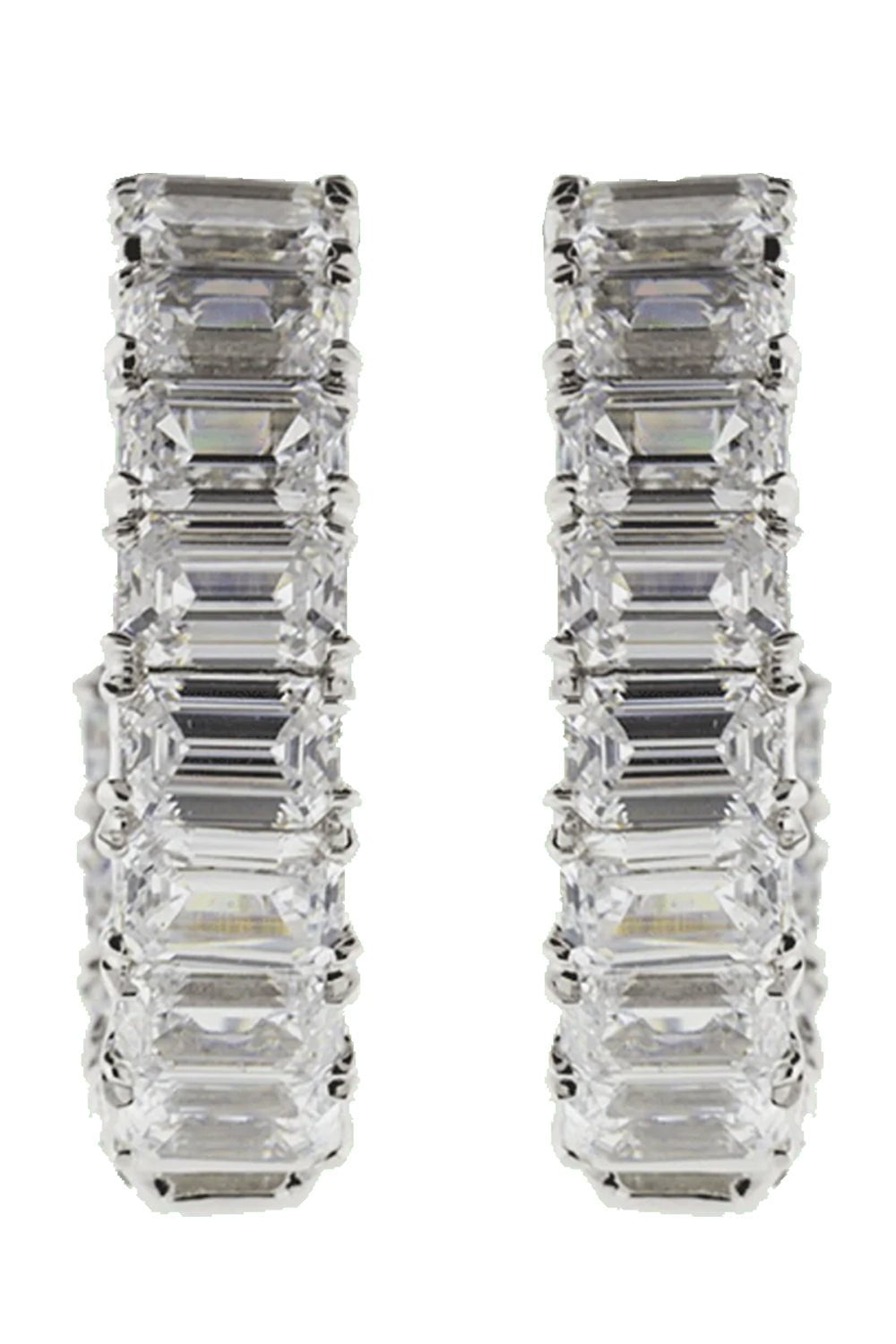 FANTASIA by DESERIO-Asscher Cut Hoop Earrings-WHITE