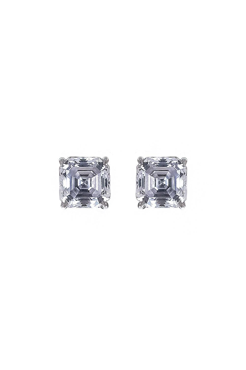 Asscher Stud Earrings-WHITE-JEWELRYBOUTIQUEEARRING-FANTASIA by DESERIO