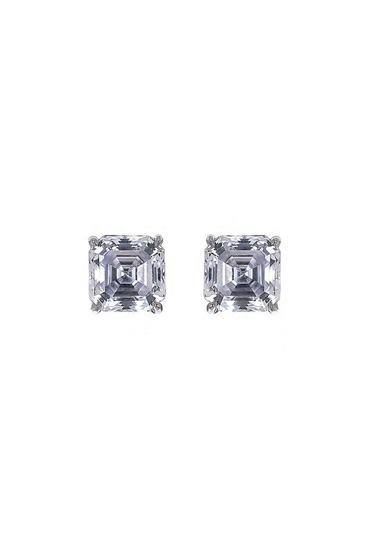 Asscher Stud Earrings-WHITE-JEWELRYBOUTIQUEEARRING-FANTASIA by DESERIO