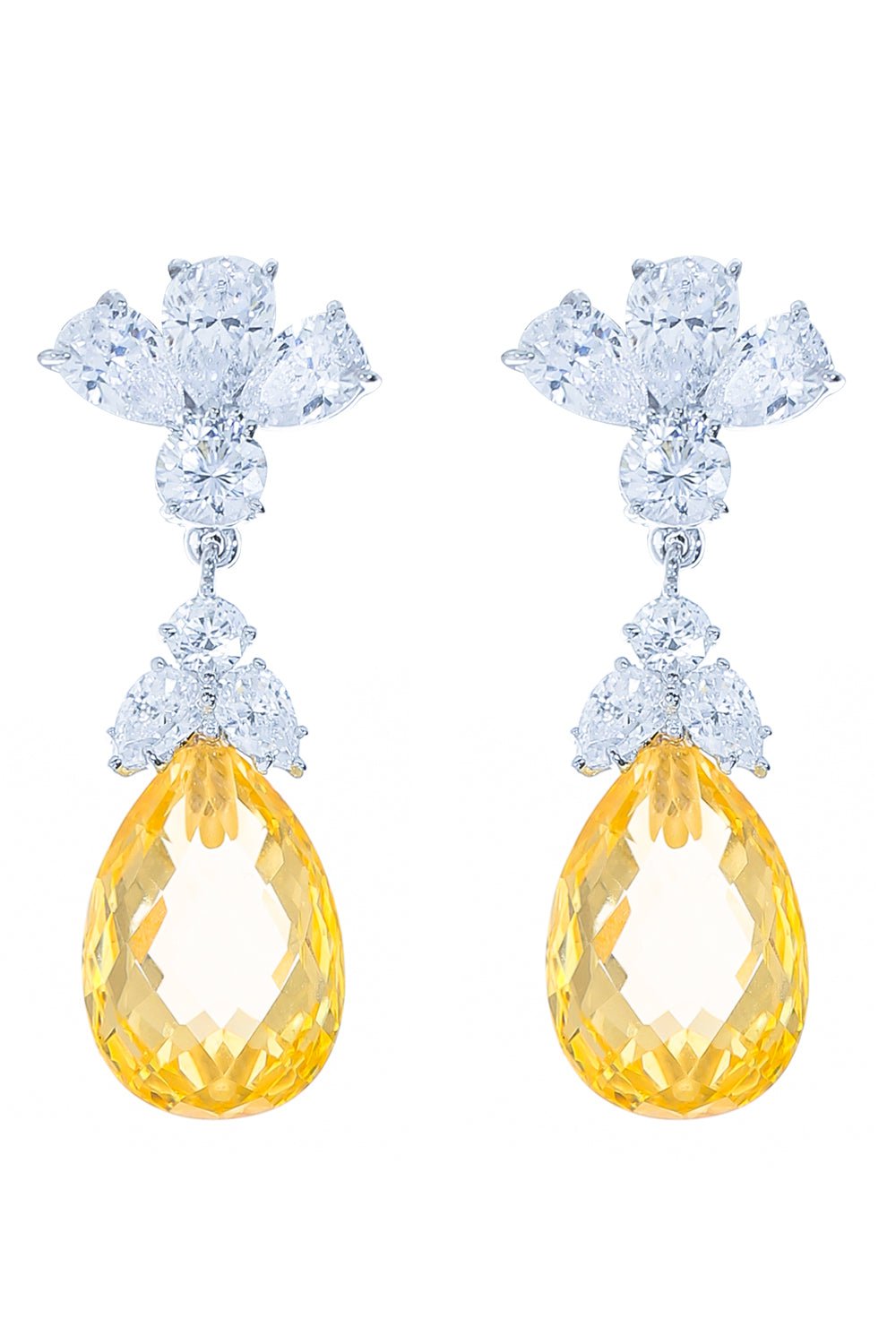 FANTASIA by DESERIO-Briolette Drop Earrings-WHITE