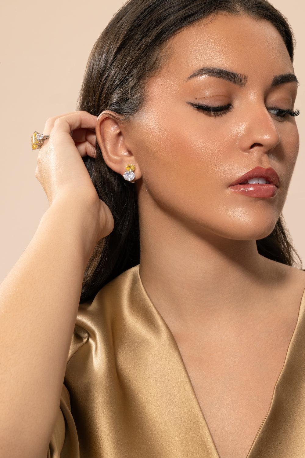 Canary Double Oval Stud Earrings-WHITE-JEWELRYBOUTIQUEEARRING-FANTASIA by DESERIO