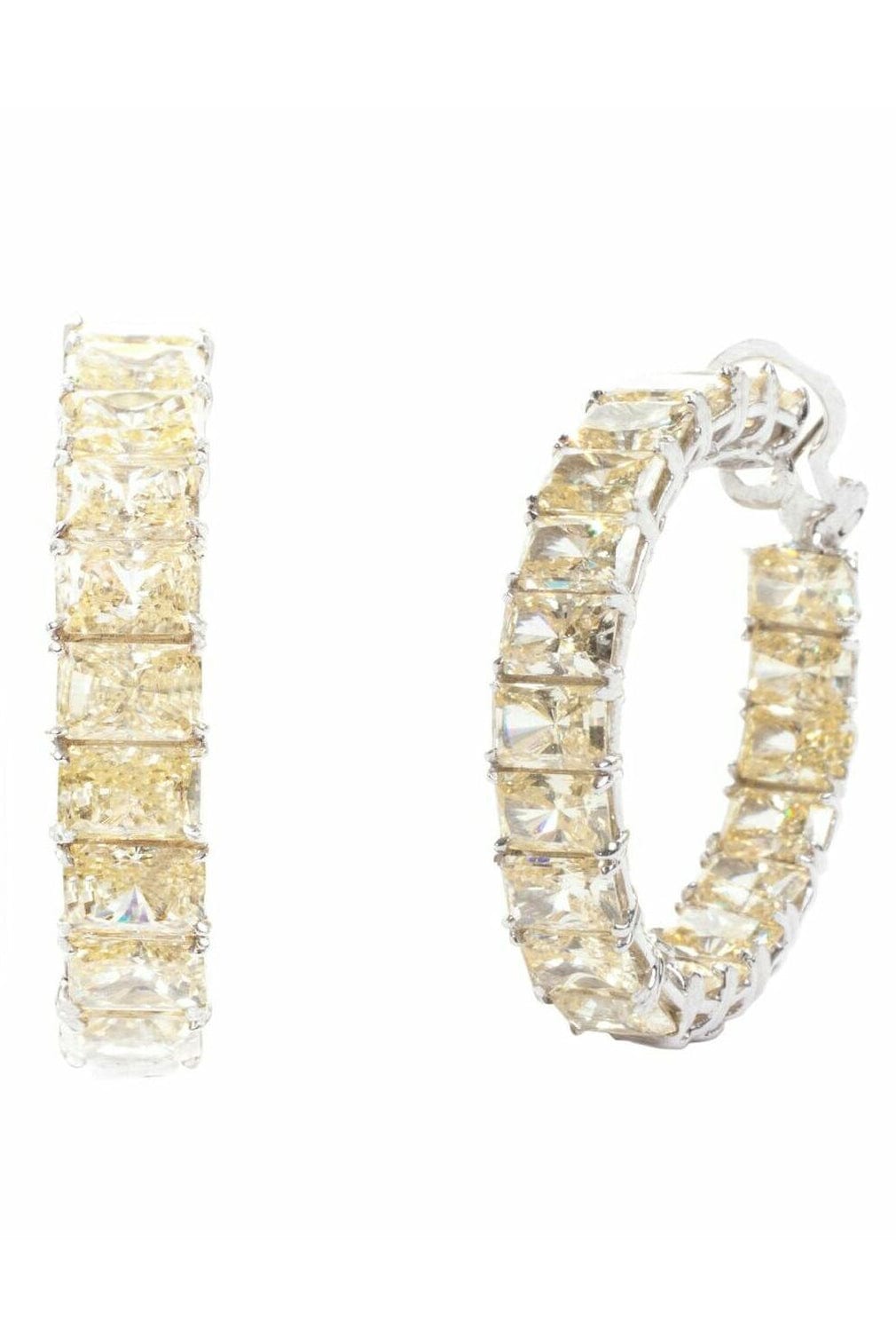 FANTASIA by DESERIO-Canary Radiant Cut Hoops-WHITE