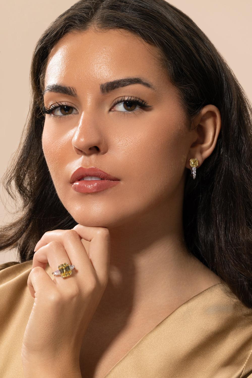 Canary Square Stone Earrings-WHITE-JEWELRYBOUTIQUEEARRING-FANTASIA by DESERIO