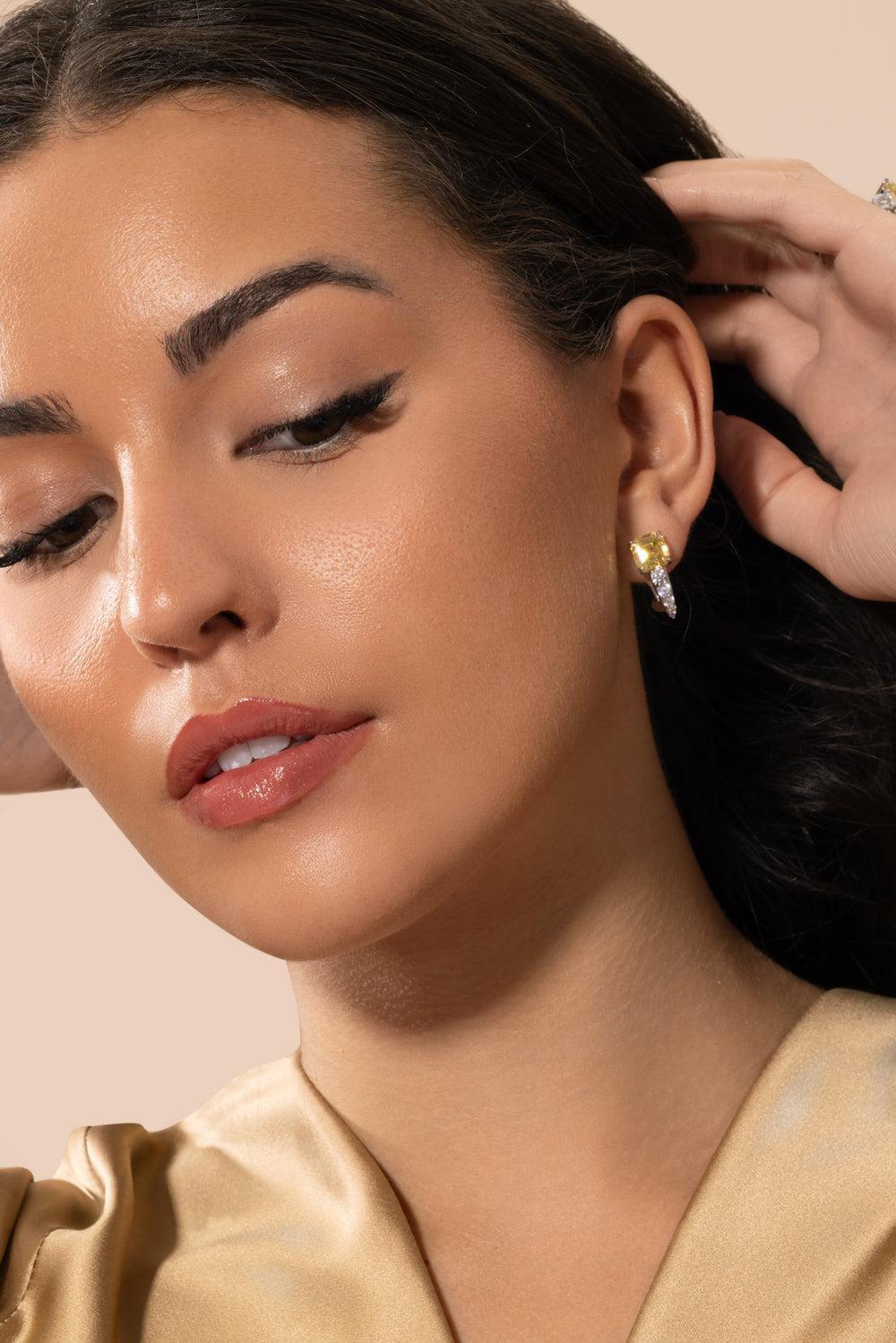 Canary Square Stone Earrings-WHITE-JEWELRYBOUTIQUEEARRING-FANTASIA by DESERIO