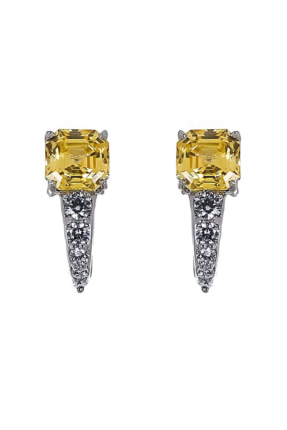 Canary Square Stone Earrings-WHITE-JEWELRYBOUTIQUEEARRING-FANTASIA by DESERIO