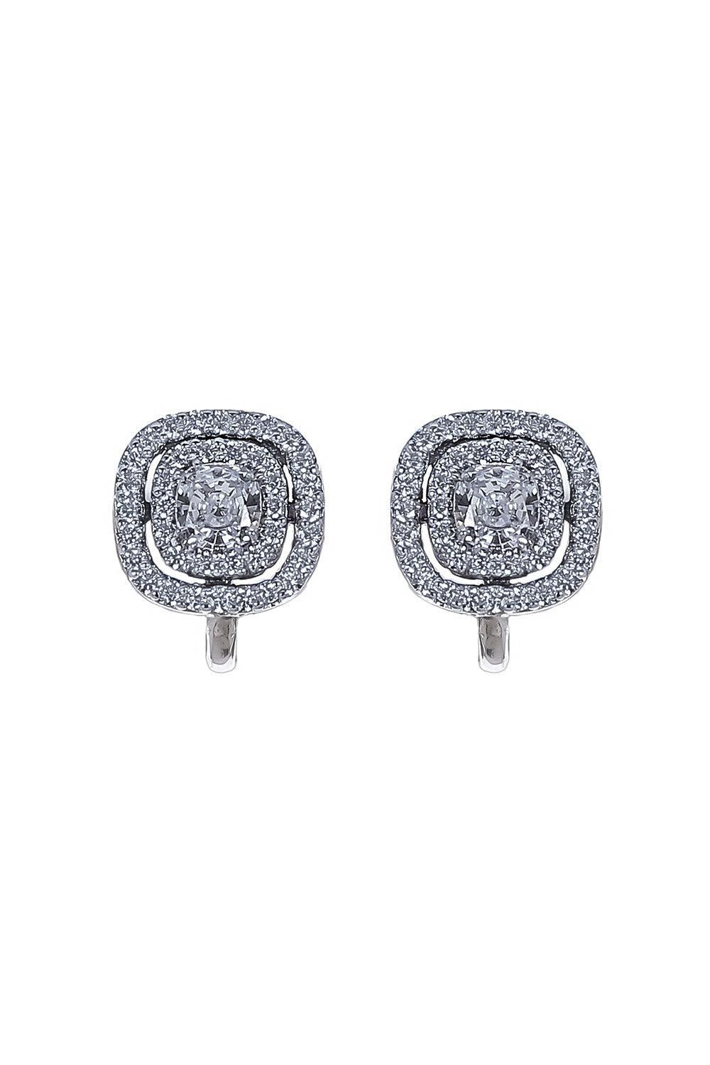 Cushion Cut Double Halo Earrings-WHITE-JEWELRYBOUTIQUEEARRING-FANTASIA by DESERIO