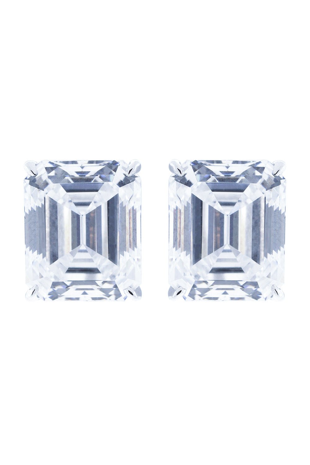 FANTASIA by DESERIO-Emerald Cut Stud Earrings-WHITE