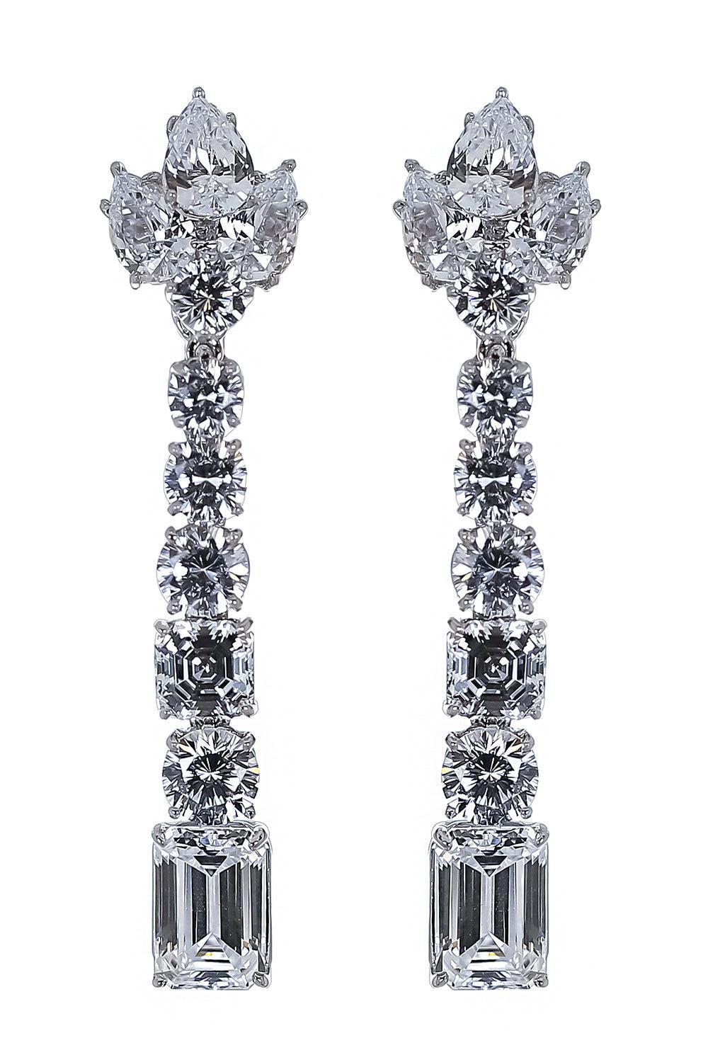 Four Drop Cluster Earrings-WHITE-JEWELRYBOUTIQUEEARRING-FANTASIA by DESERIO