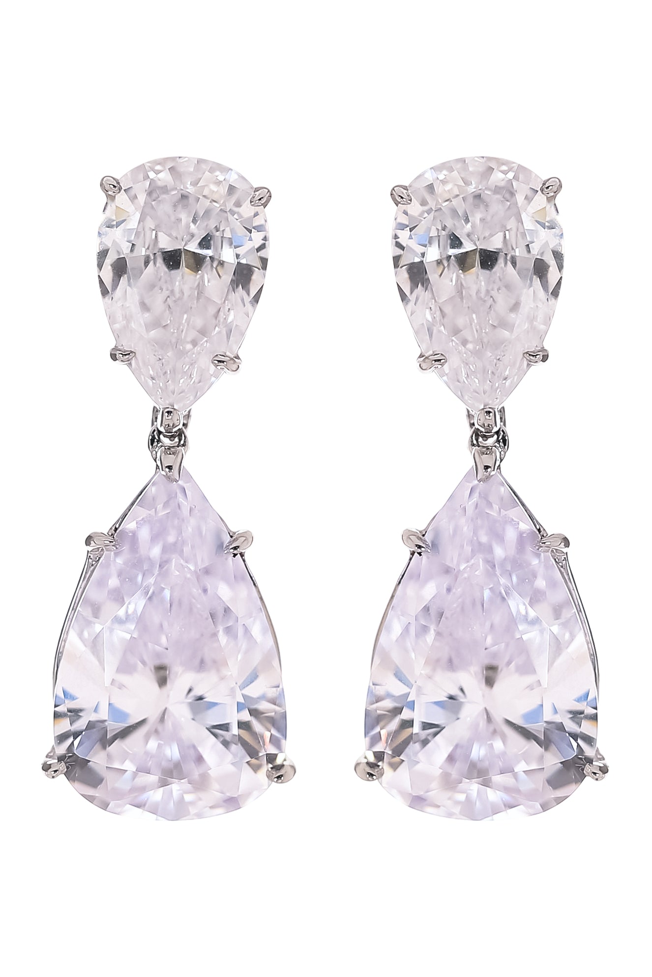 FANTASIA by DESERIO-Large Pear Drop Earrings-WHITE