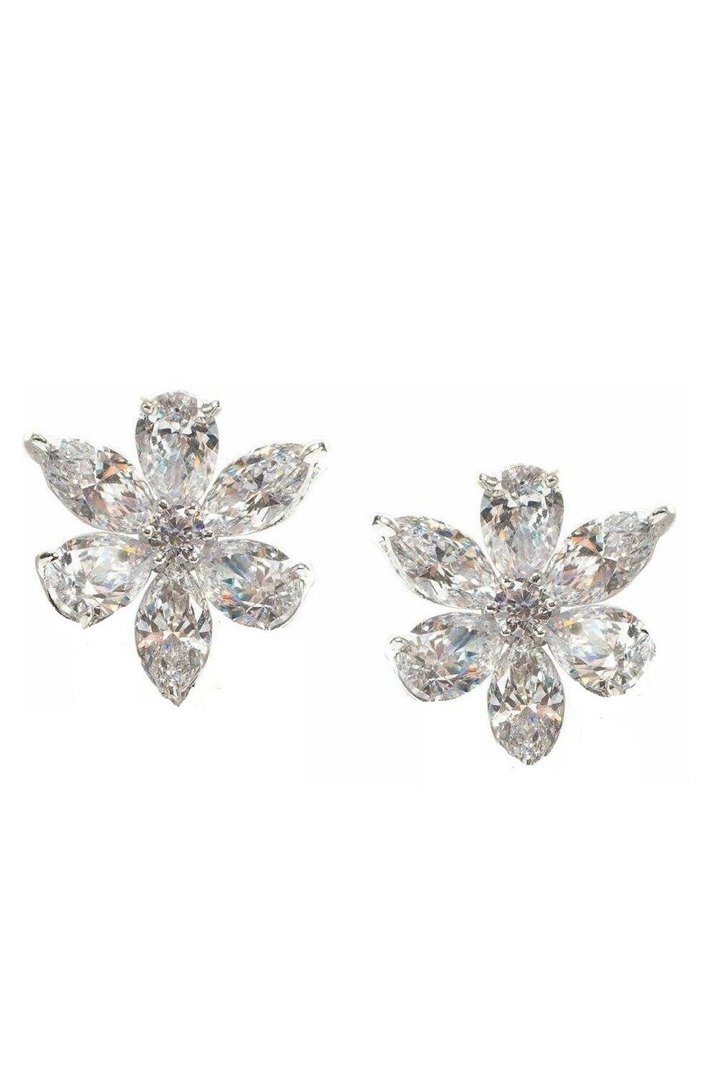 FANTASIA by DESERIO-Marquise Pear CZ Flower Earring-WHITE