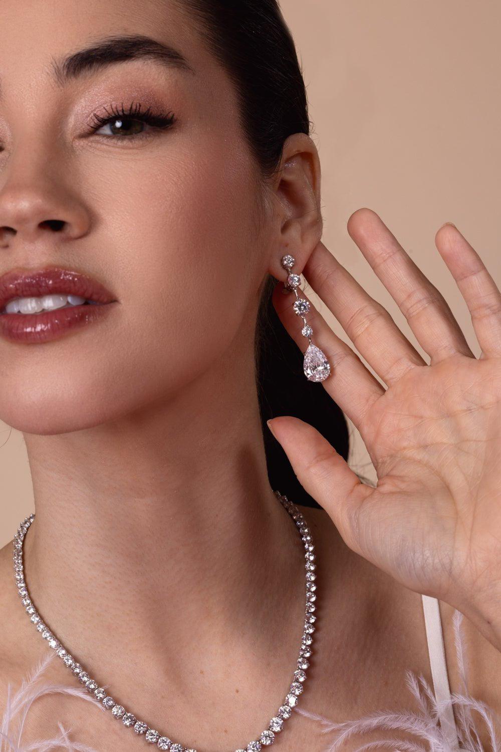 FANTASIA by DESERIO-Multi Shape Drop Earrings-WHITE