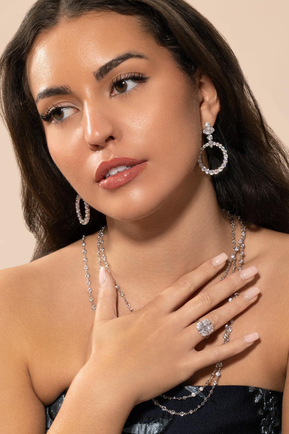Open Circle Drop Earrings-WHITE-JEWELRYBOUTIQUEEARRING-FANTASIA by DESERIO