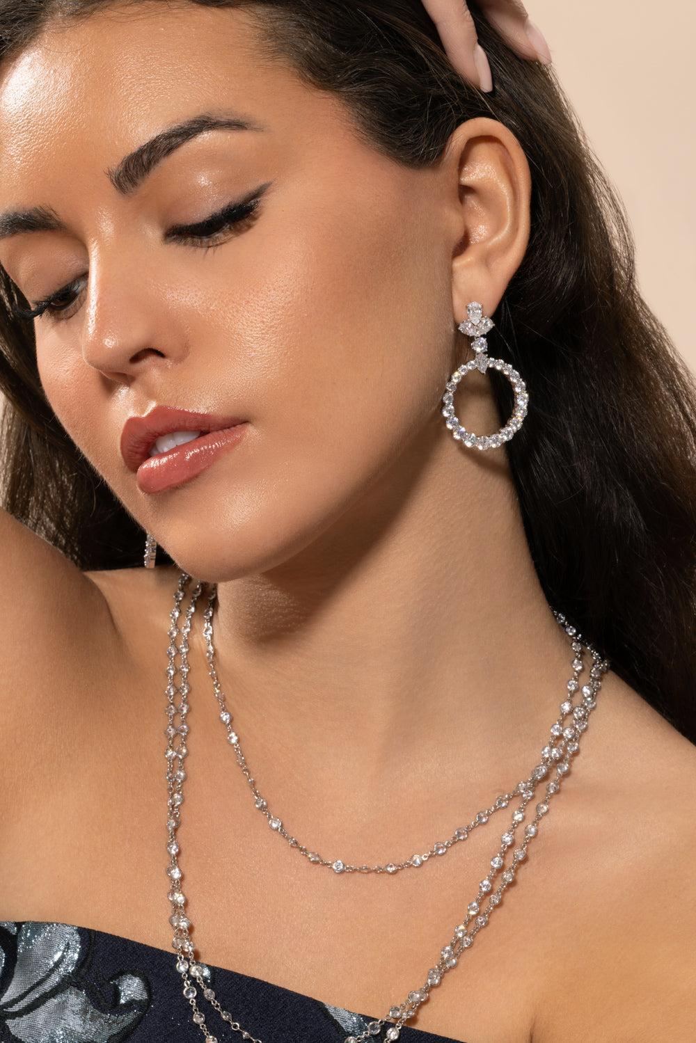 Open Circle Drop Earrings-WHITE-JEWELRYBOUTIQUEEARRING-FANTASIA by DESERIO