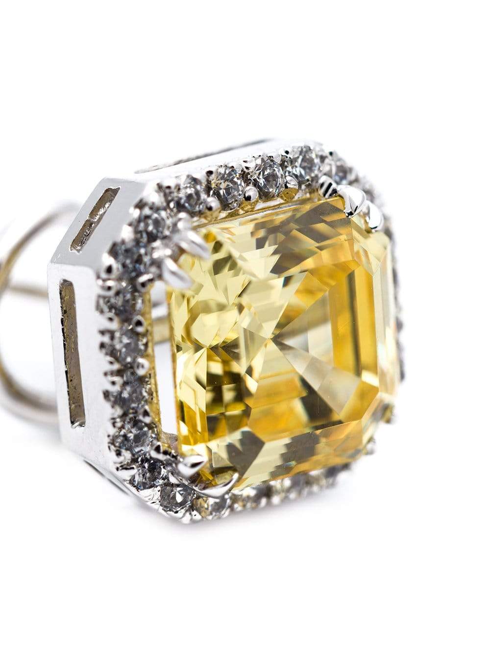 FANTASIA by DESERIO-Pave Asscher Earrings-WHITE