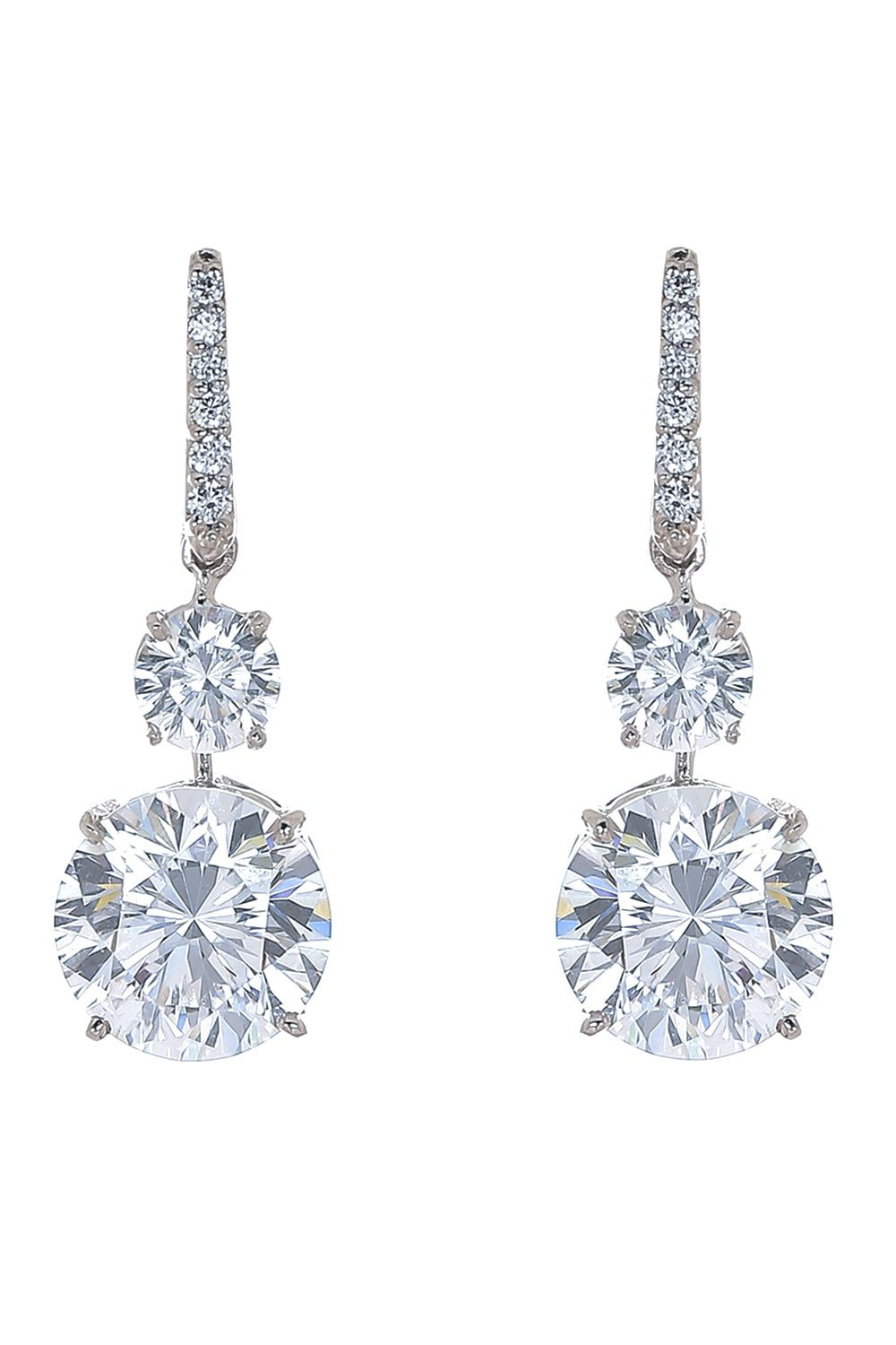 FANTASIA by DESERIO-Pave Top Earrings-WHITE