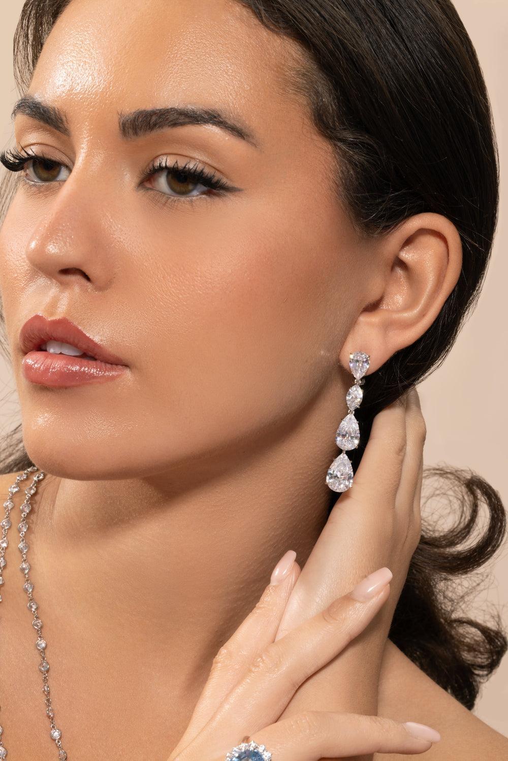 Pear Marquise Drop Earrings-WHITE-JEWELRYBOUTIQUEEARRING-FANTASIA by DESERIO