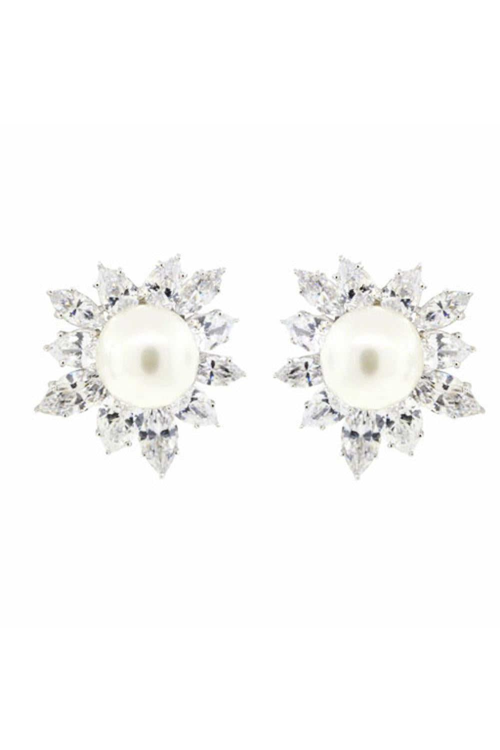 Pearl Marquise Clear Earrings-WHITE-JEWELRYBOUTIQUEEARRING-FANTASIA by DESERIO