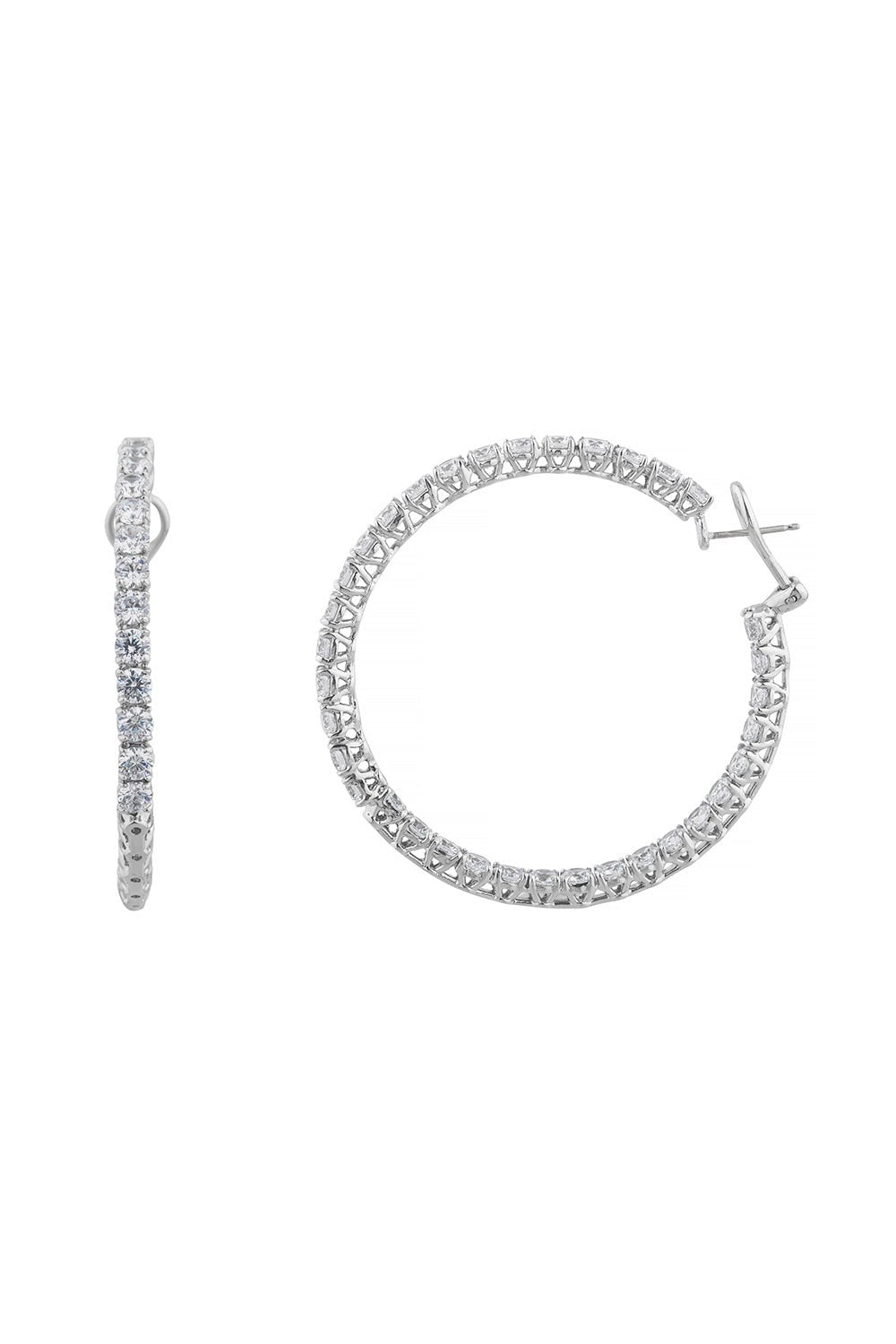 FANTASIA by DESERIO-Round CZ Hoop Earring - 2 in-WHITE