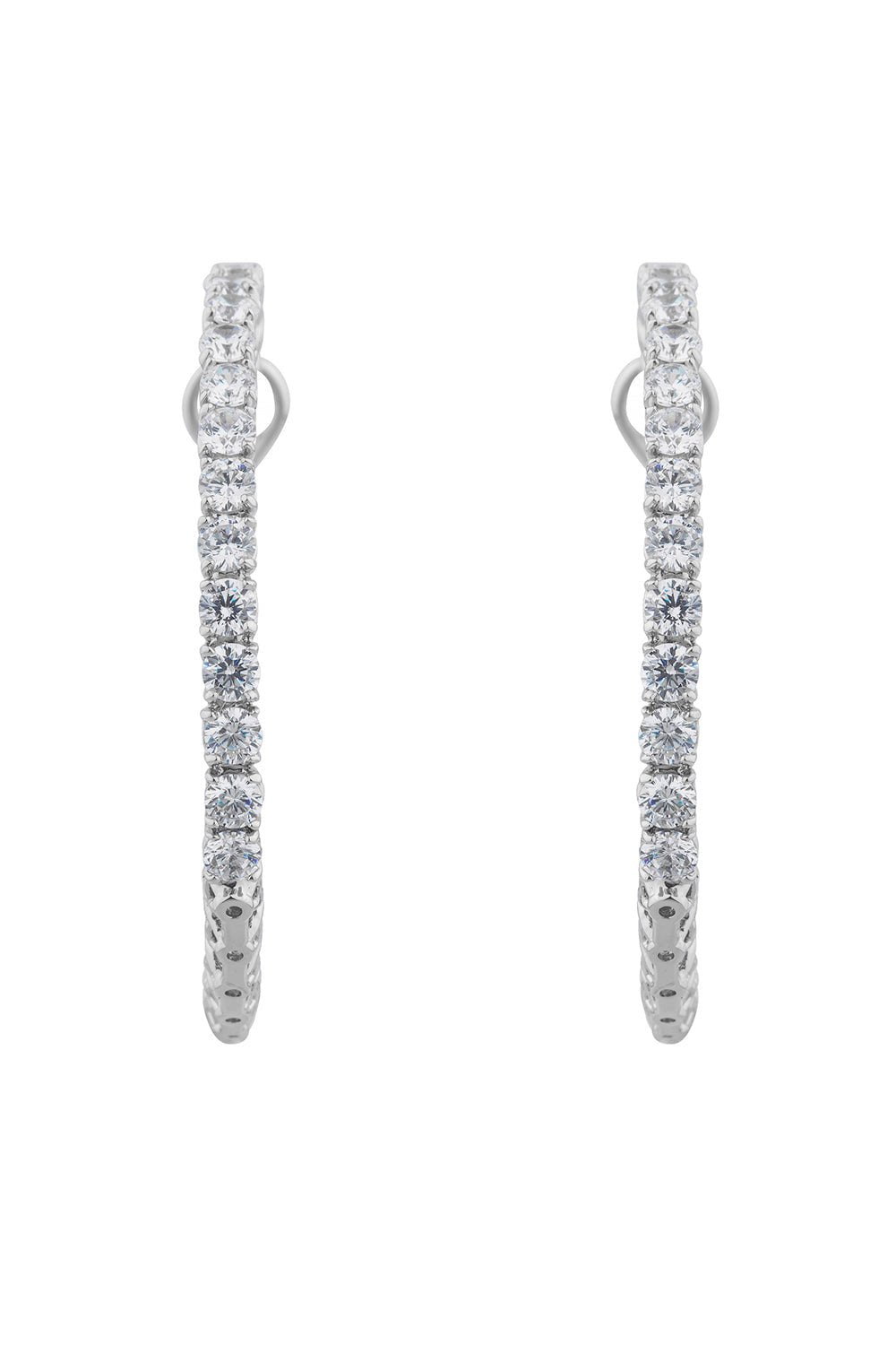 FANTASIA by DESERIO-Round CZ Hoop Earring - 2 in-WHITE