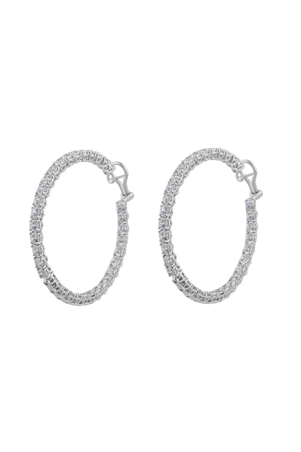 FANTASIA by DESERIO-Round CZ Hoop Earring - 2 in-WHITE