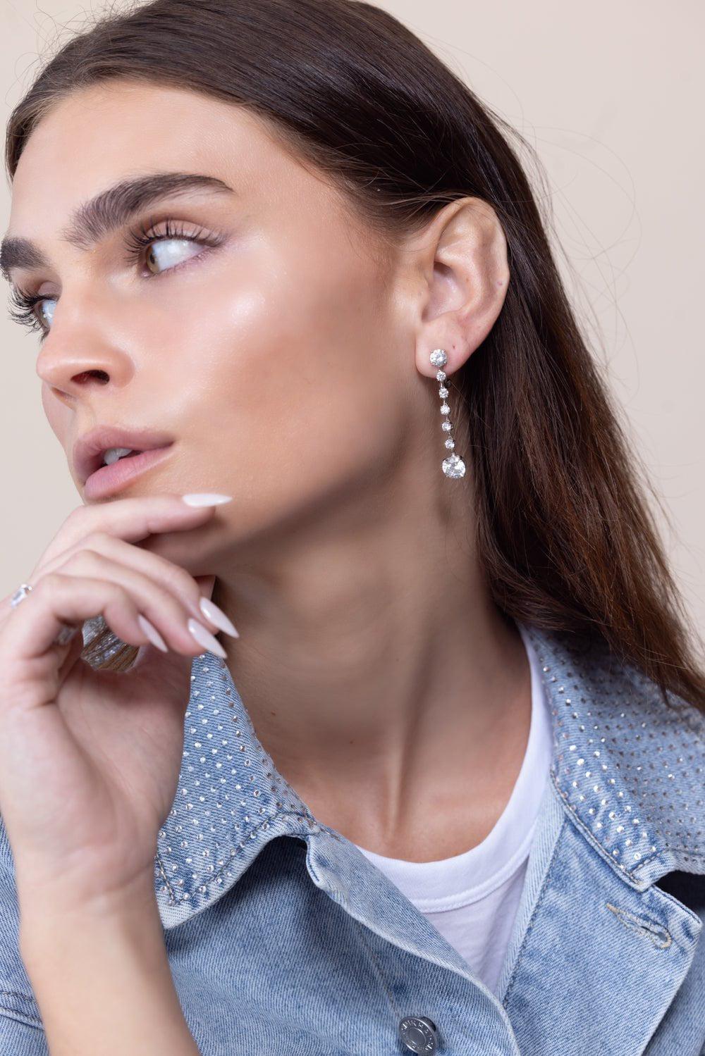 FANTASIA by DESERIO-Round Drop Earrings-WHITE