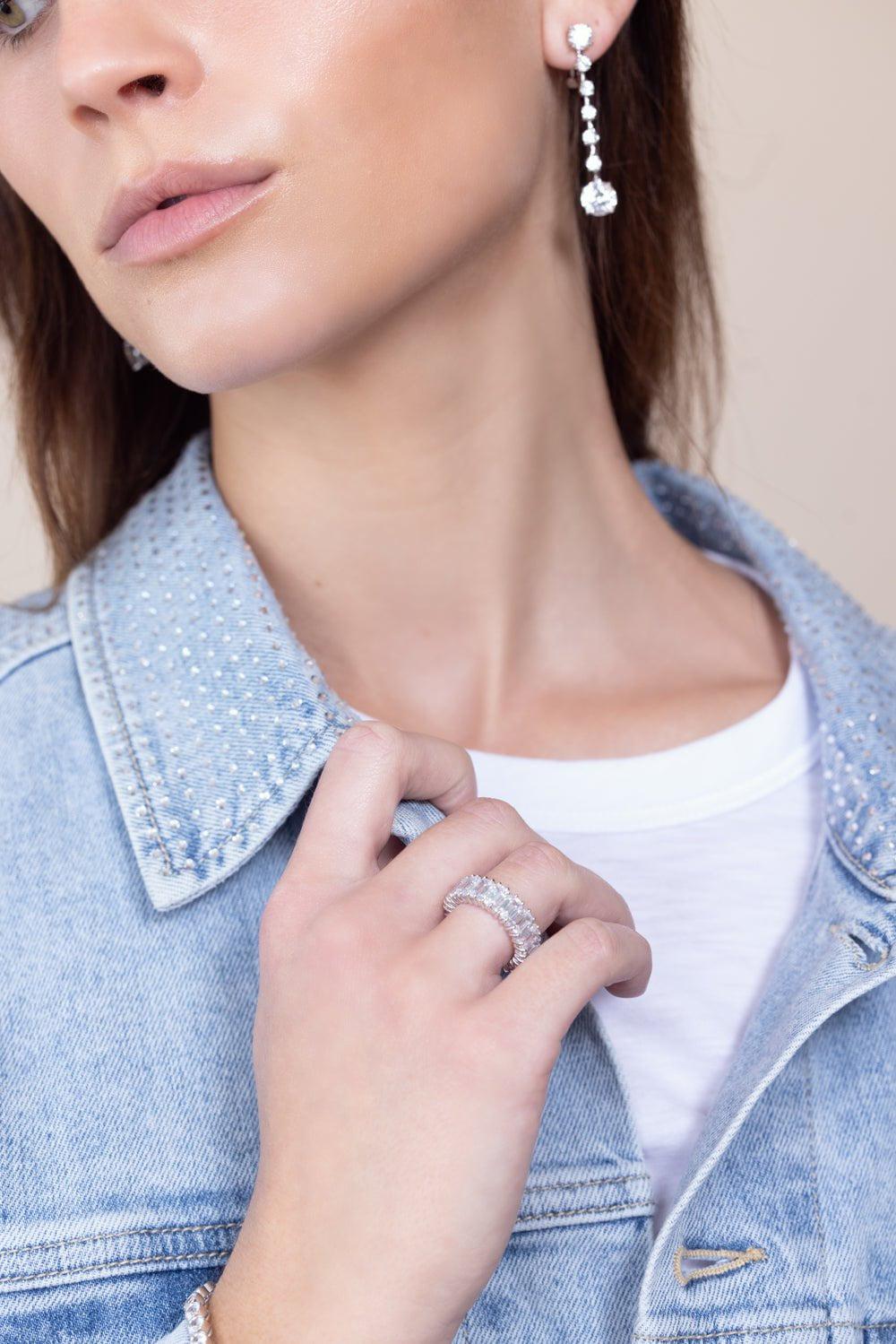 FANTASIA by DESERIO-Round Drop Earrings-WHITE