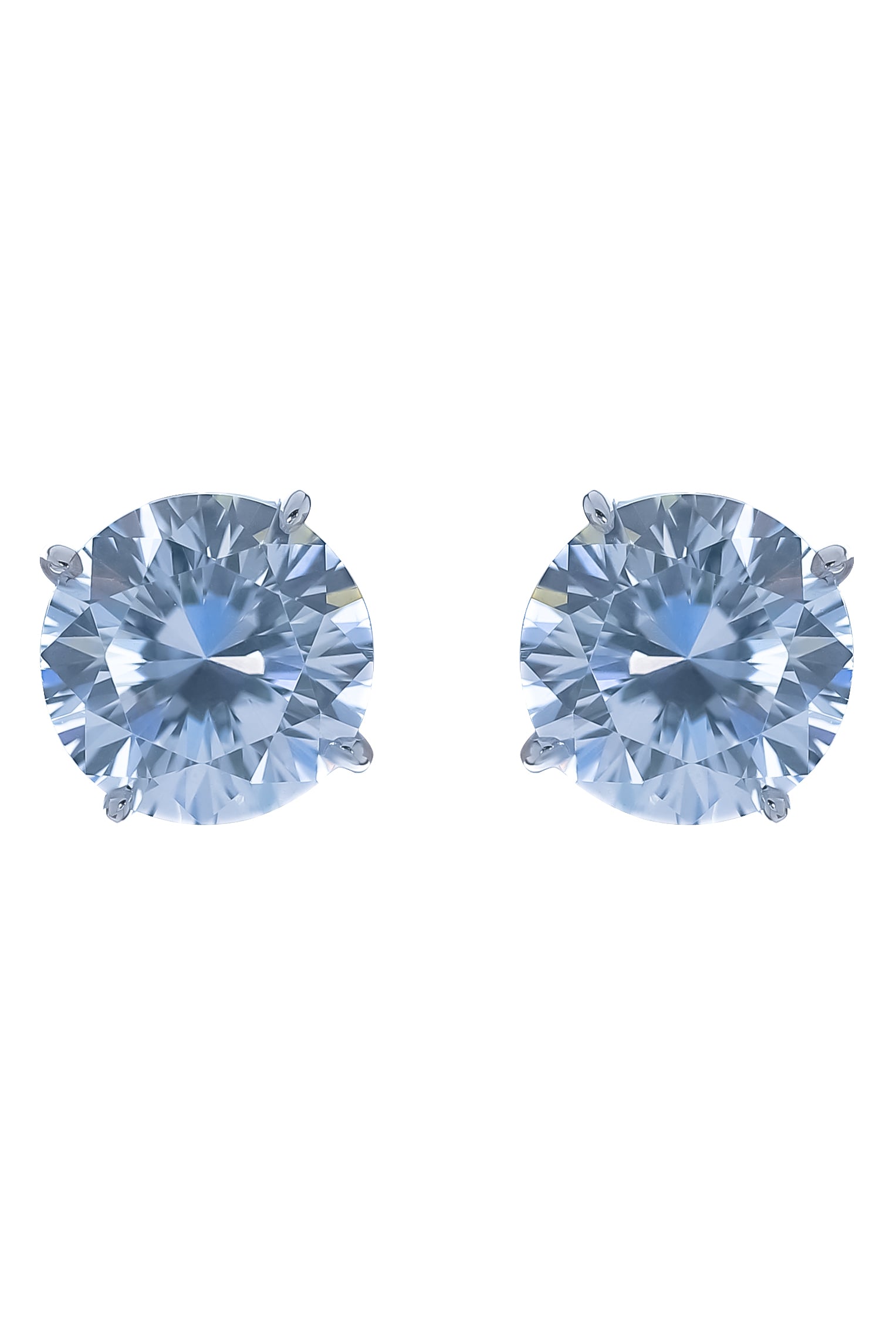 FANTASIA by DESERIO-Round Omega Stud Earrings-WHITE