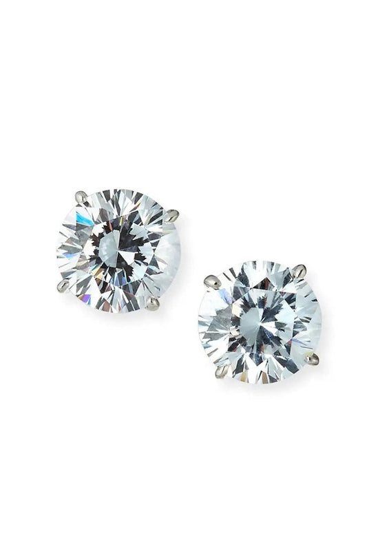 FANTASIA by DESERIO-Round Omega Stud Earrings-WHITE