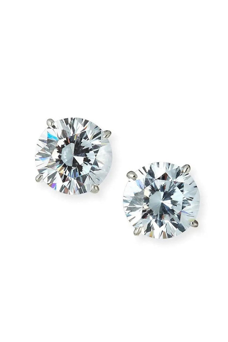 White Round Omega Stud Earrings
