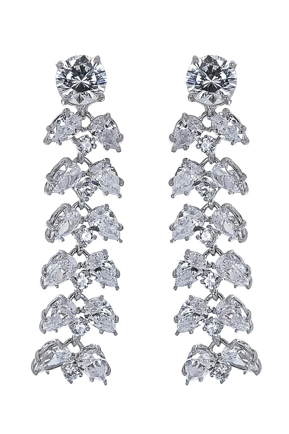 Six Double Pear Drop Earrings-WHITE-JEWELRYBOUTIQUEEARRING-FANTASIA by DESERIO