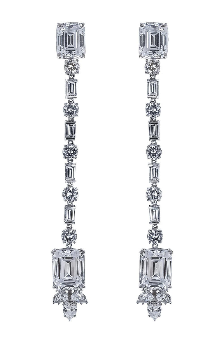 White Free Fall Drop Earrings