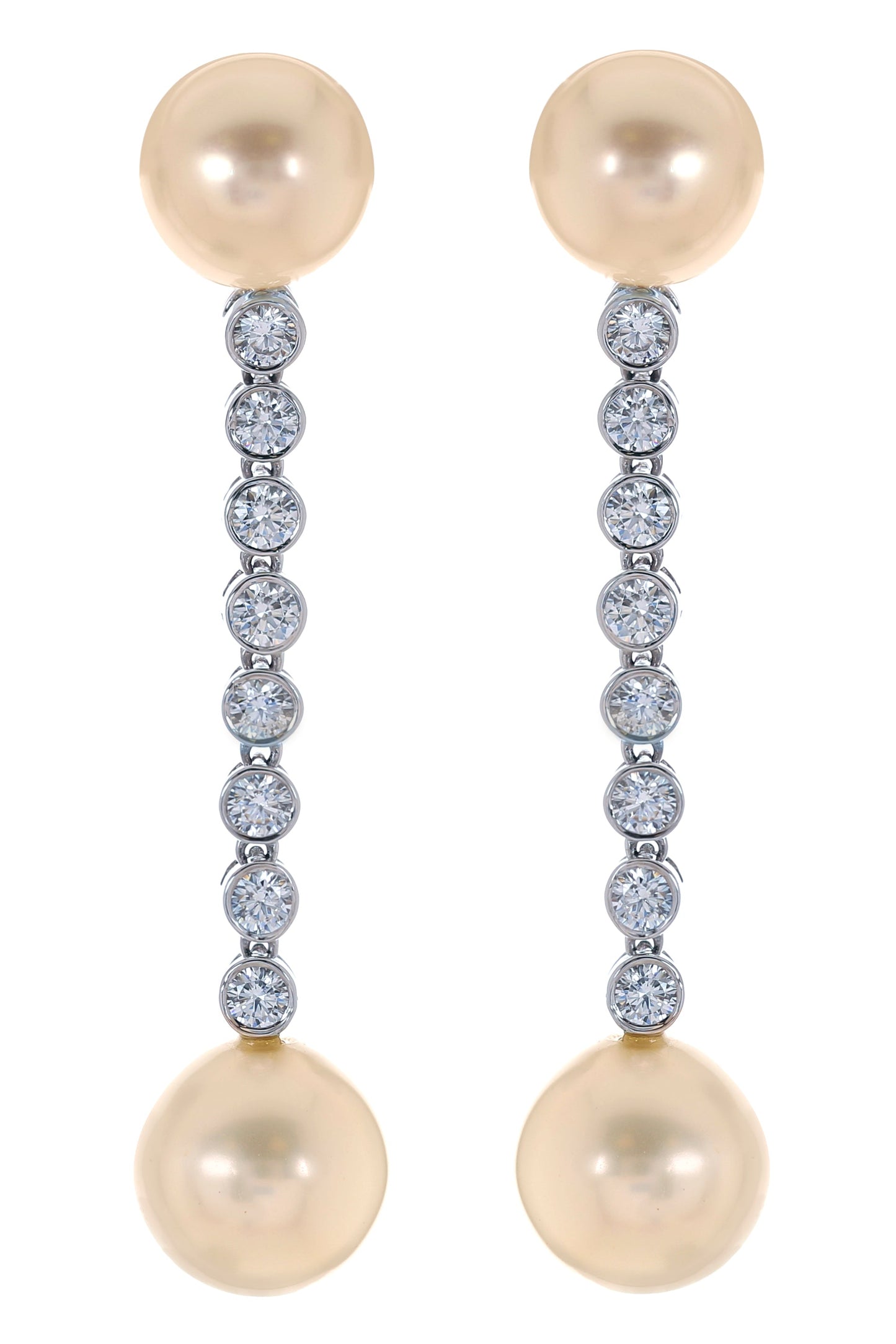 FANTASIA by DESERIO-White Pearl Bezel Drop Earrings-WHITE