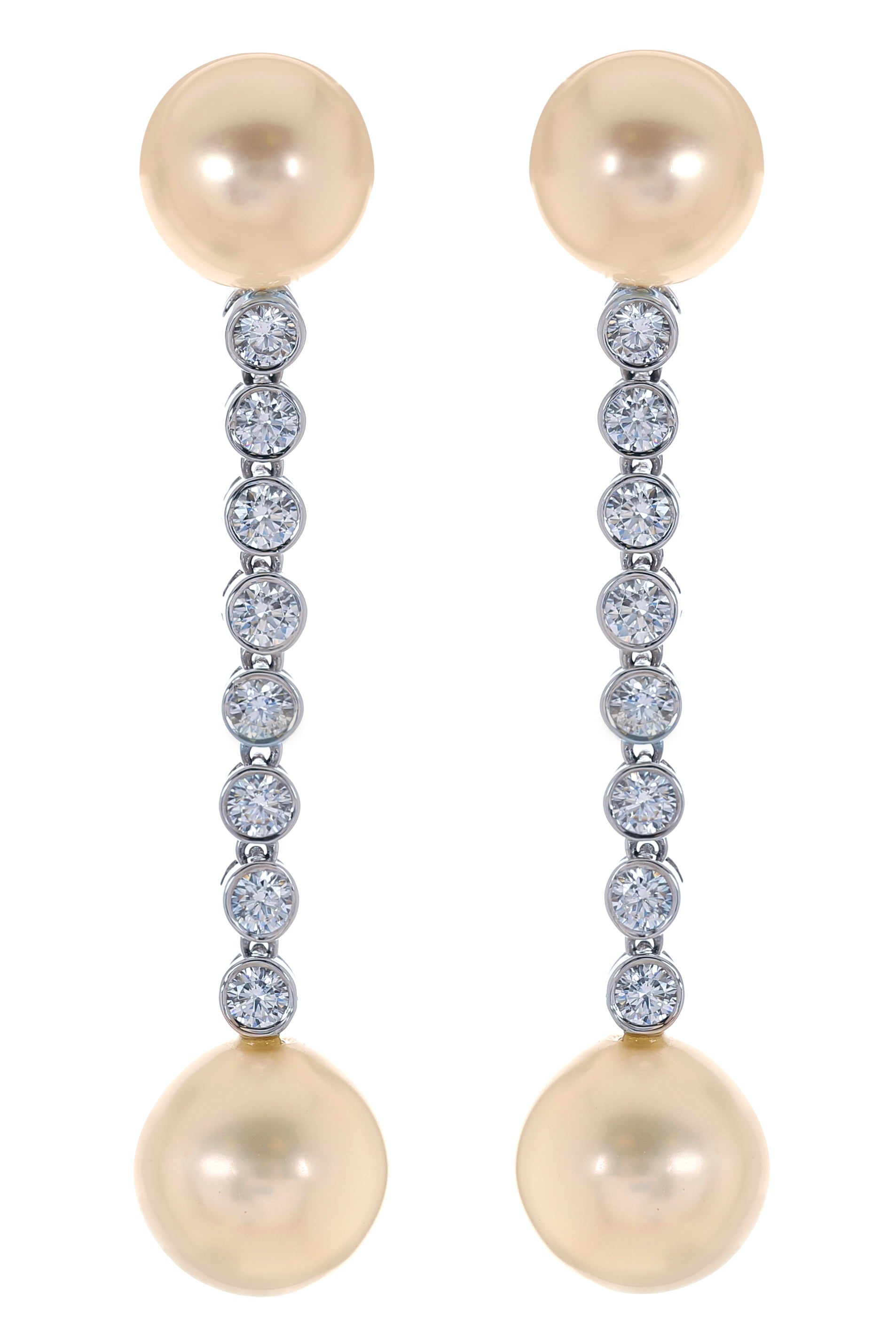 FANTASIA by DESERIO-White Pearl Bezel Drop Earrings-WHITE