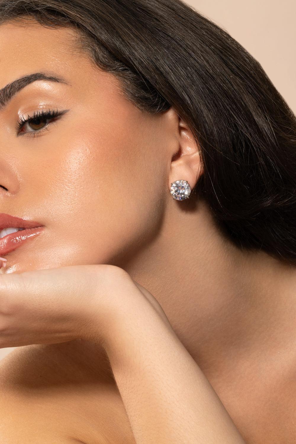 White Round Omega Stud Earrings-WHITE-JEWELRYBOUTIQUEEARRING-FANTASIA by DESERIO