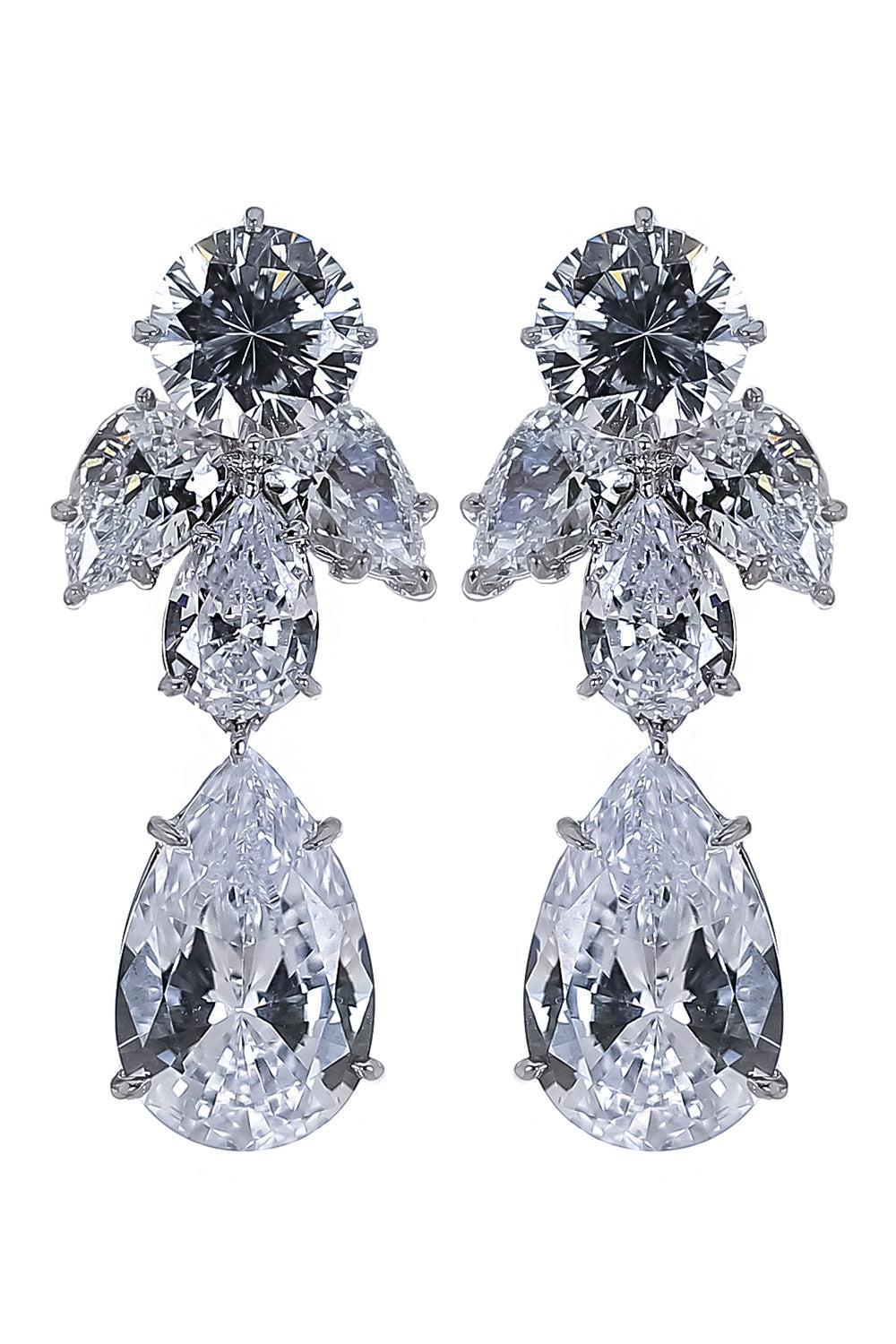 White Round Pear Drop Earrings