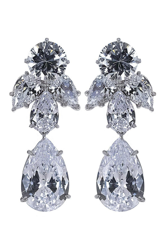 White Round Pear Drop Earrings