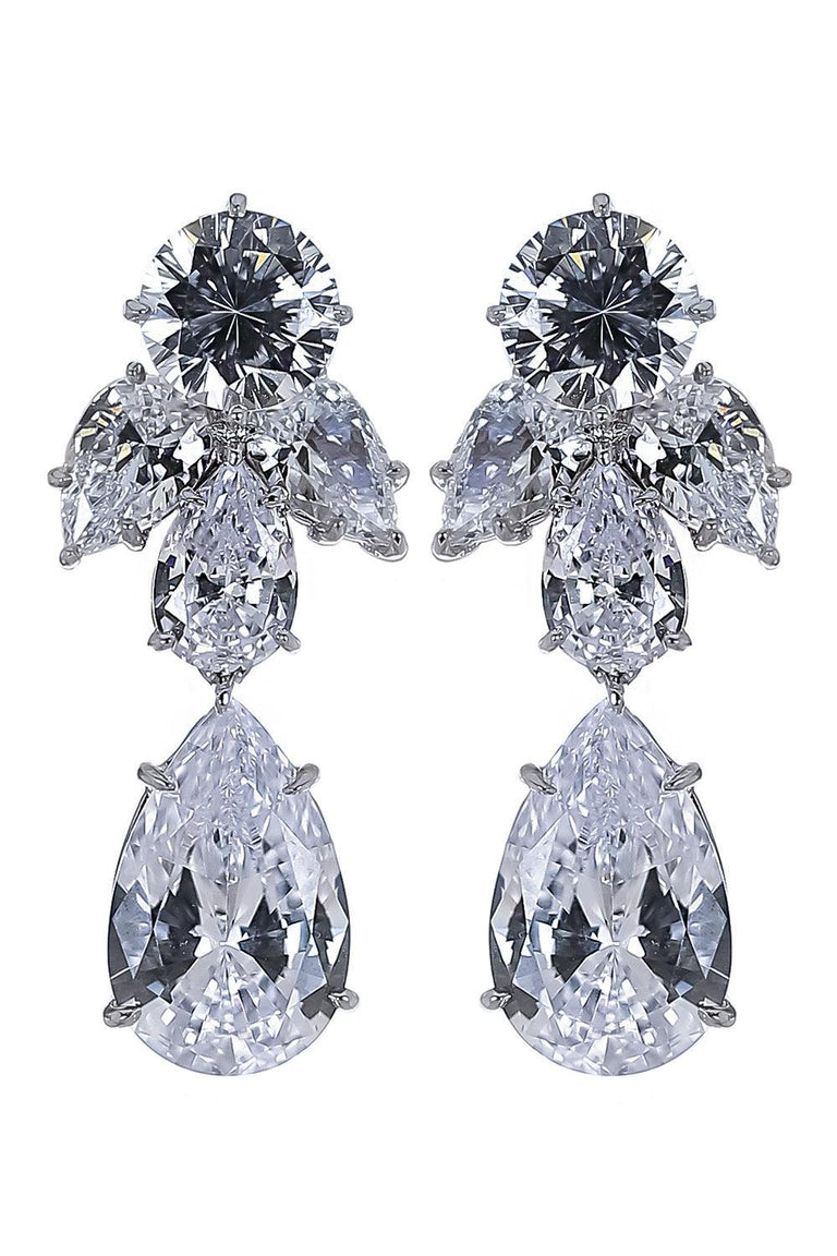 White Round Pear Drop Earrings