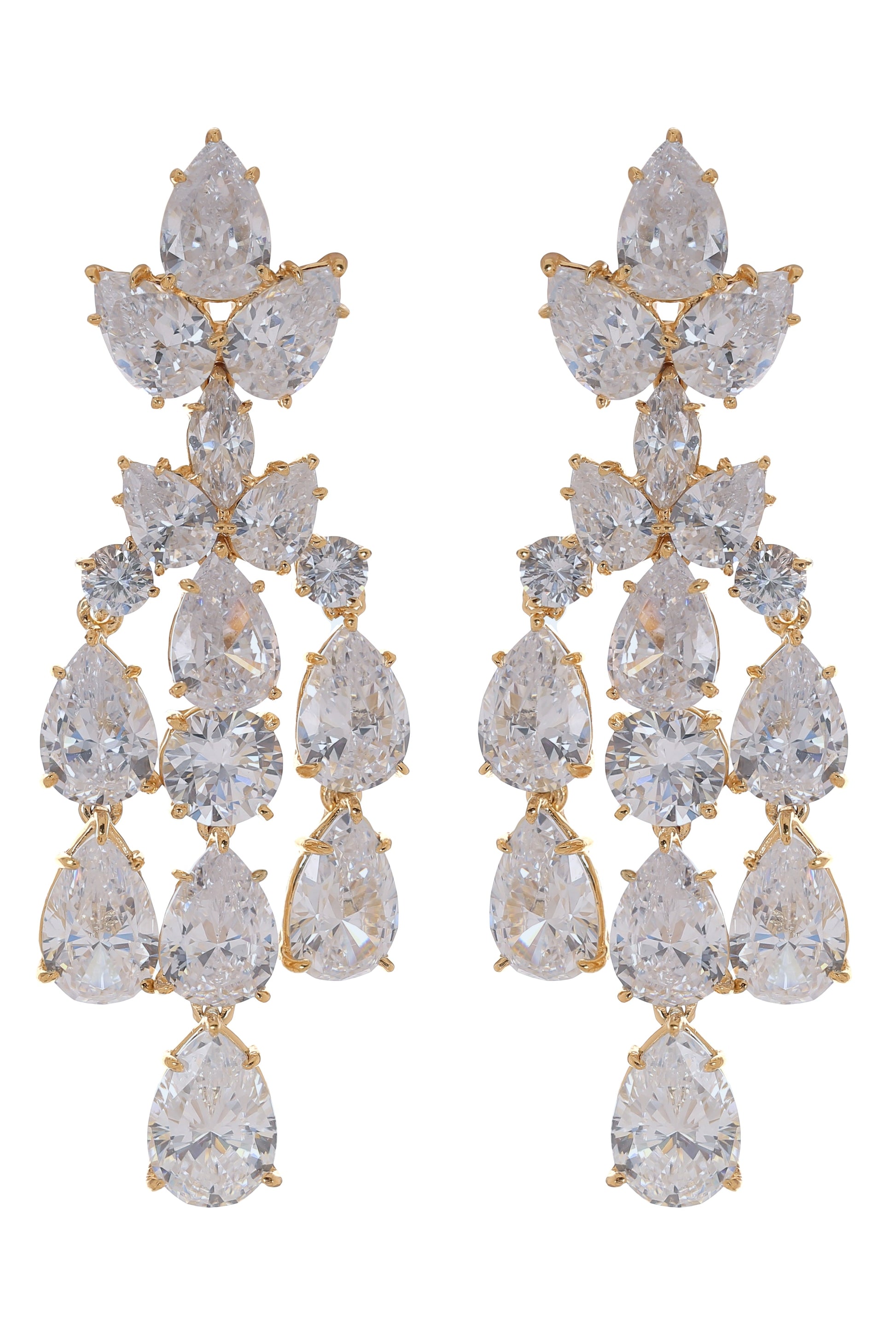 FANTASIA by DESERIO-Pear Chandelier Earrings-YELLOW