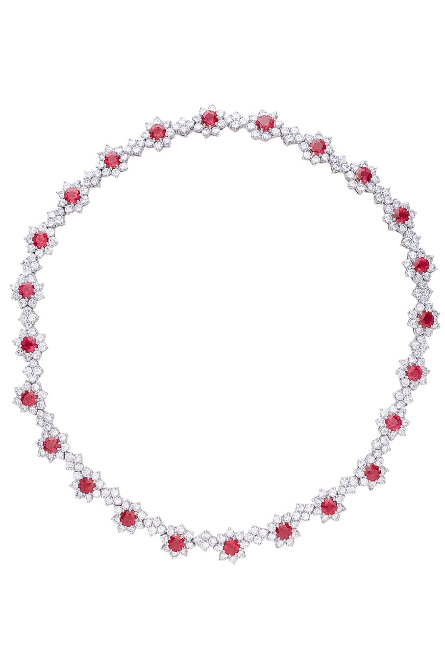 FANTASIA by DESERIO-Red CZ Flower Tennis Necklace-RED