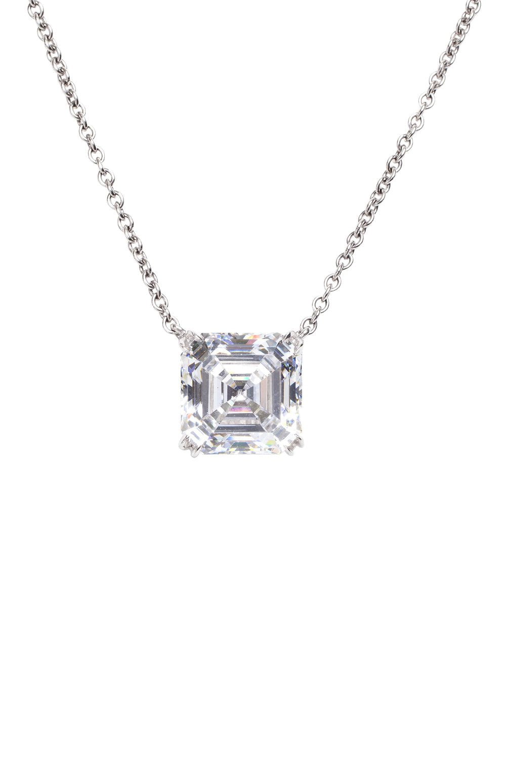 FANTASIA by DESERIO-Asscher Cut Pendant Necklace-WHITE