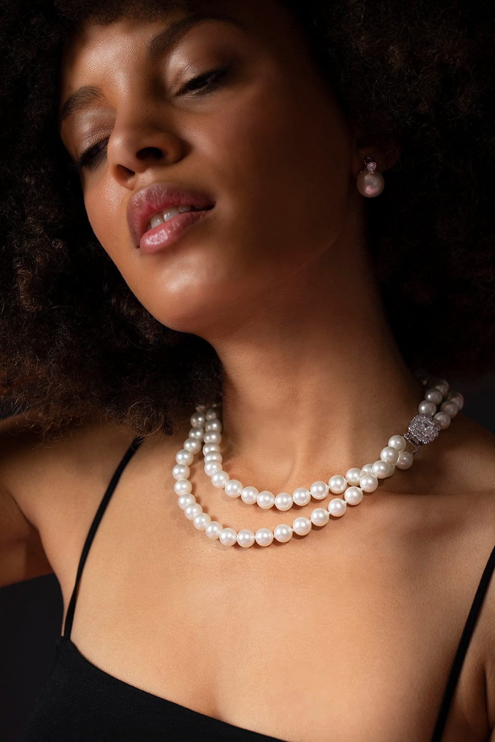 FANTASIA by DESERIO-Double Strand 8mm Pearl Necklace-WHITE